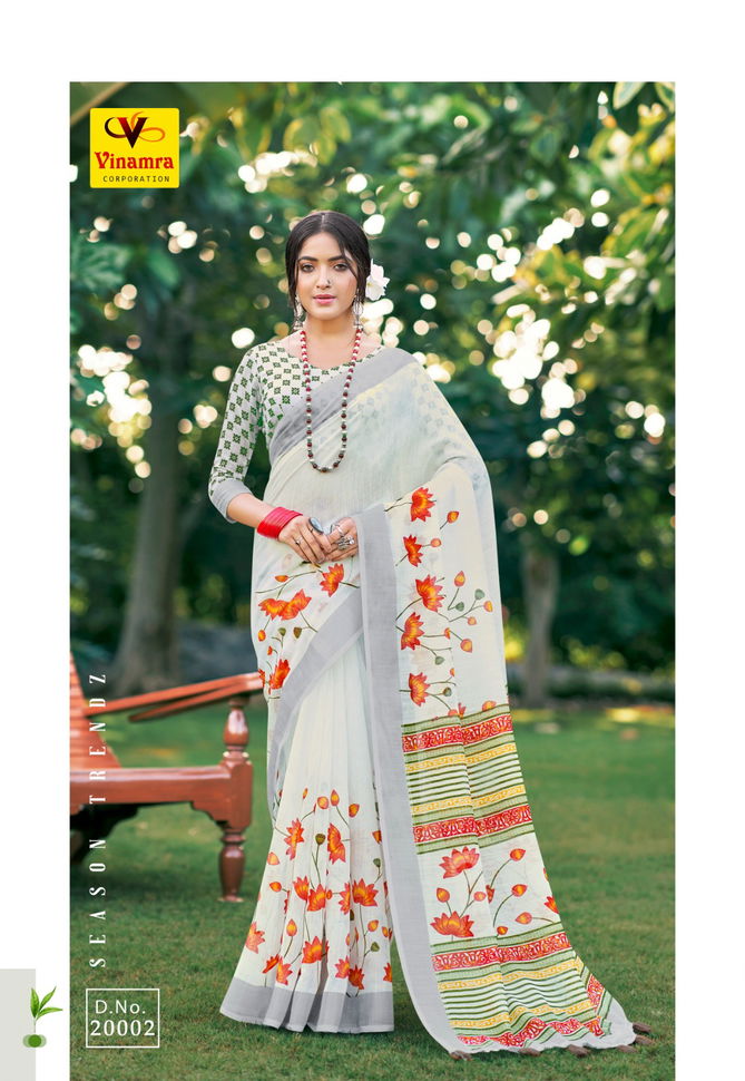 Vinamra White And White Vol 1 Printed Sarees Catalog
